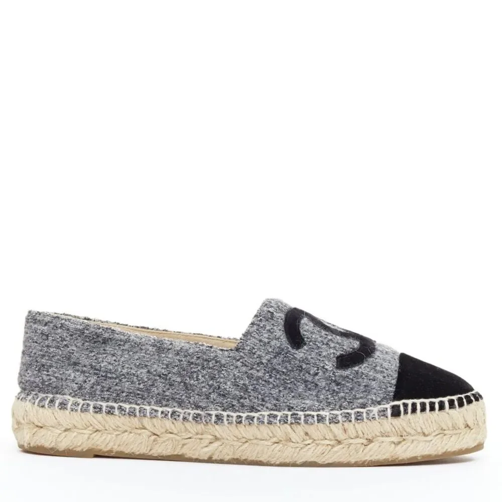 Chanel Grey Tweed Espadrilles